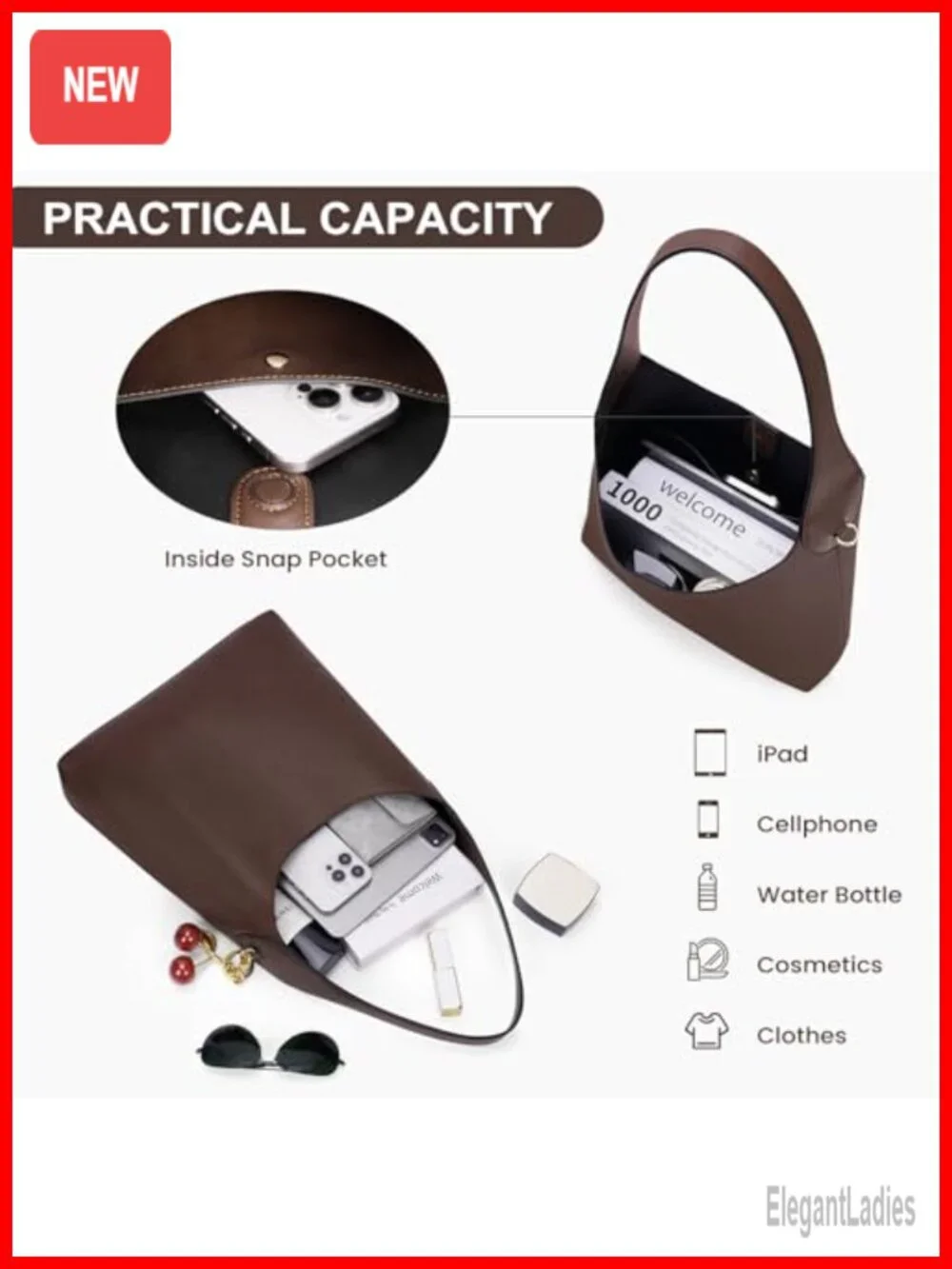 Faux Suede Vegan Leather Hobo Bag with Top Handle and Shoulder Strap